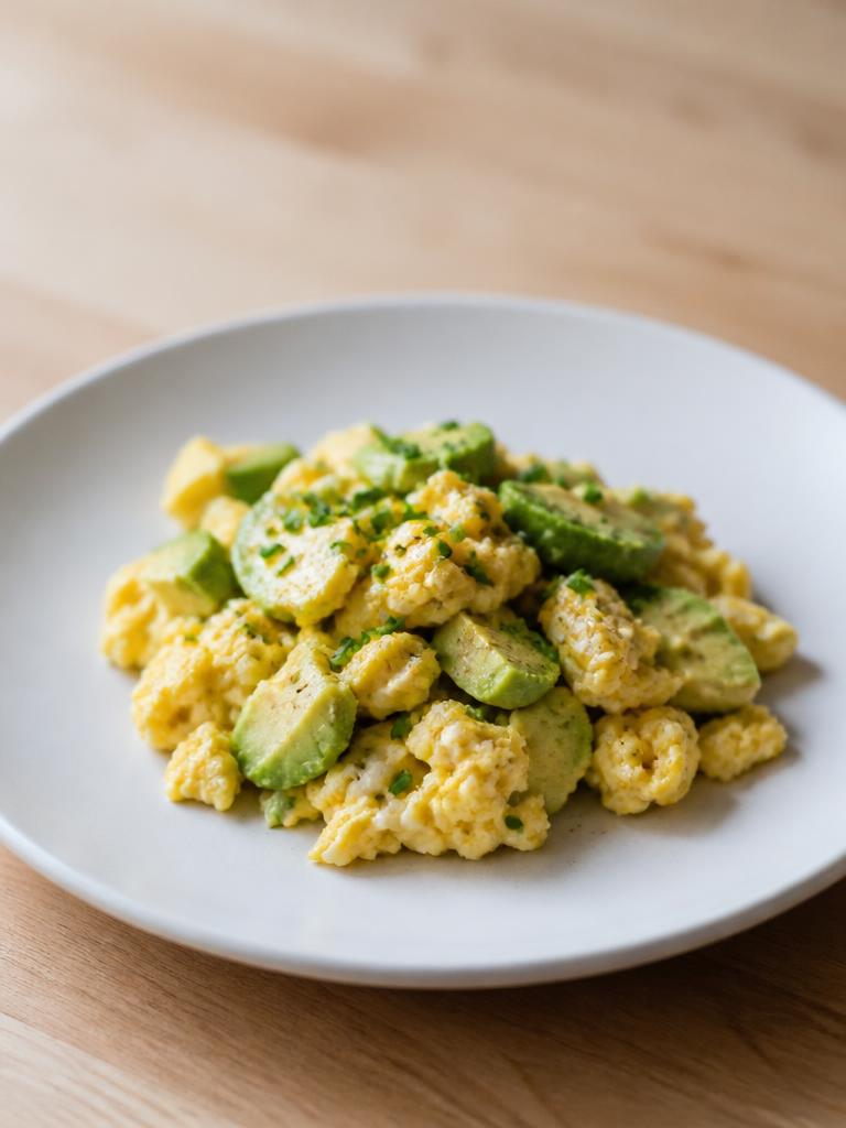 Œufs brouillés à l'avocat et à la ciboulette