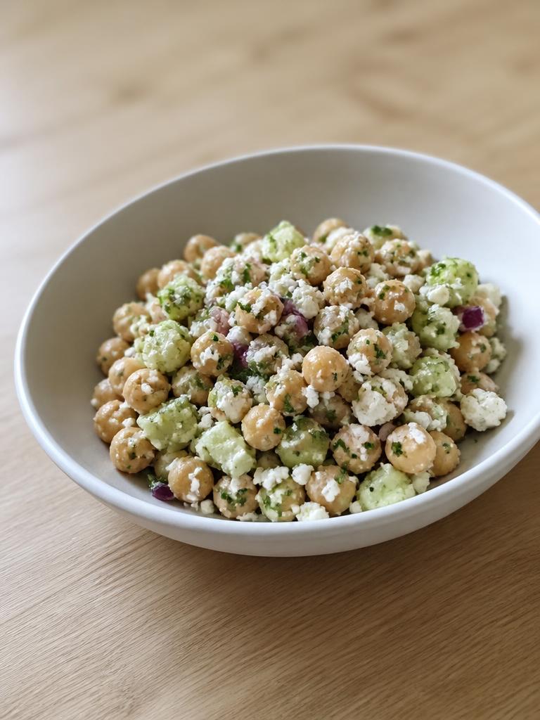 Salade de pois chiches à la feta et au concombre