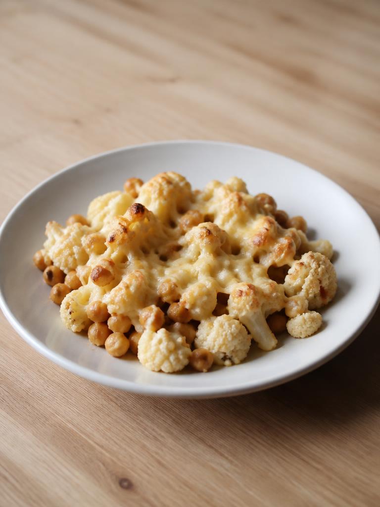 Chou-fleur et pois chiches gratinés à la raclette