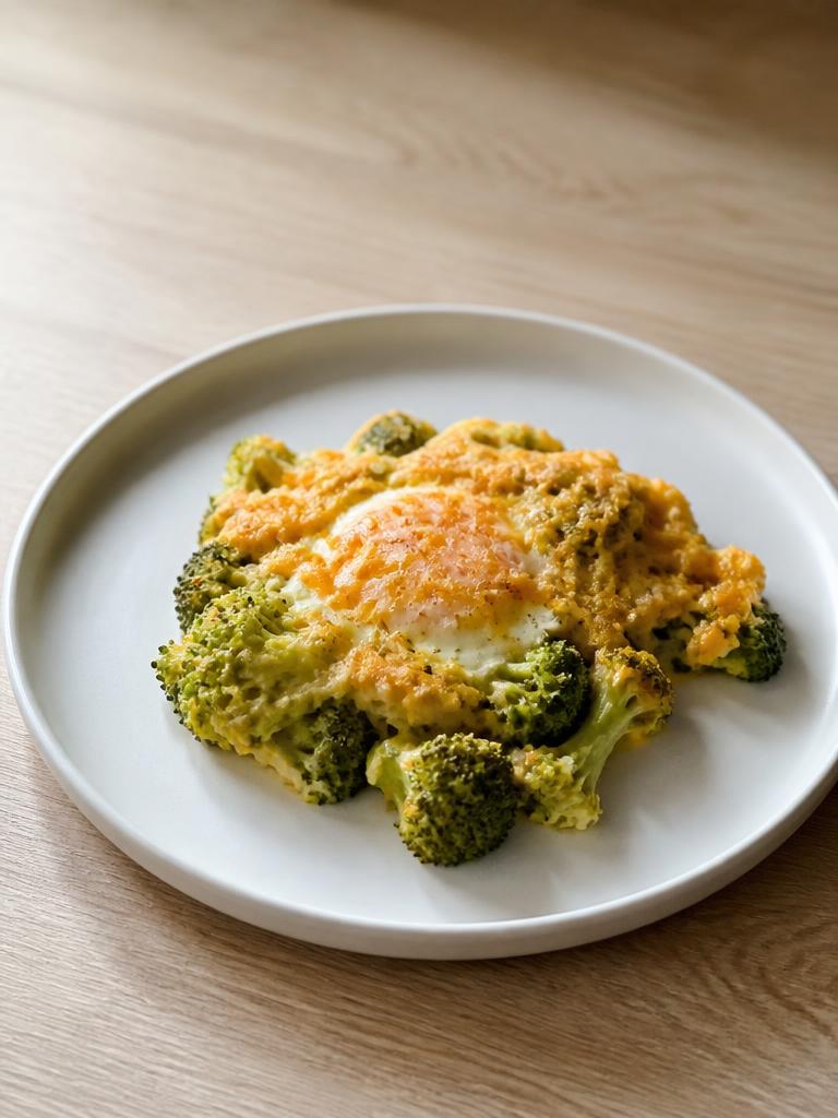 Gratin de brocolis à l'œuf et au cheddar
