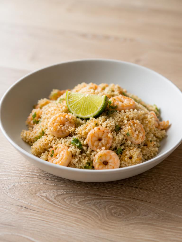 Quinoa aux crevettes et citron vert