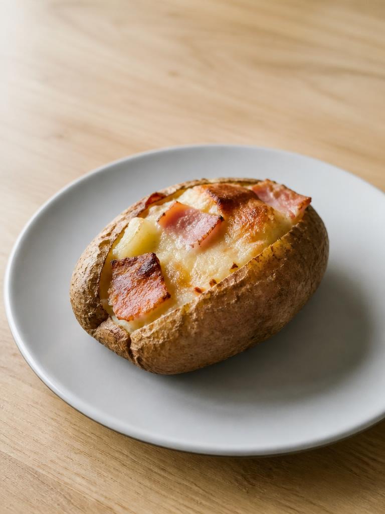 Pomme de terre garnie au jambon et fromage