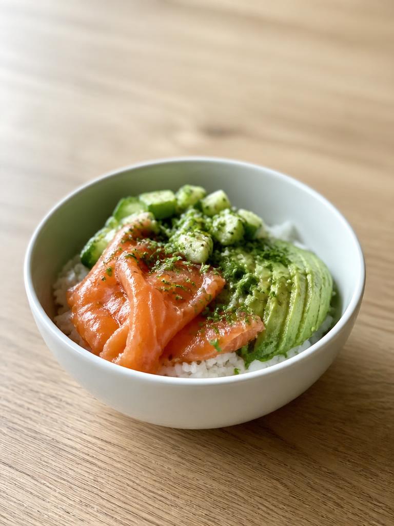 Bowl de riz au saumon fumé et avocat