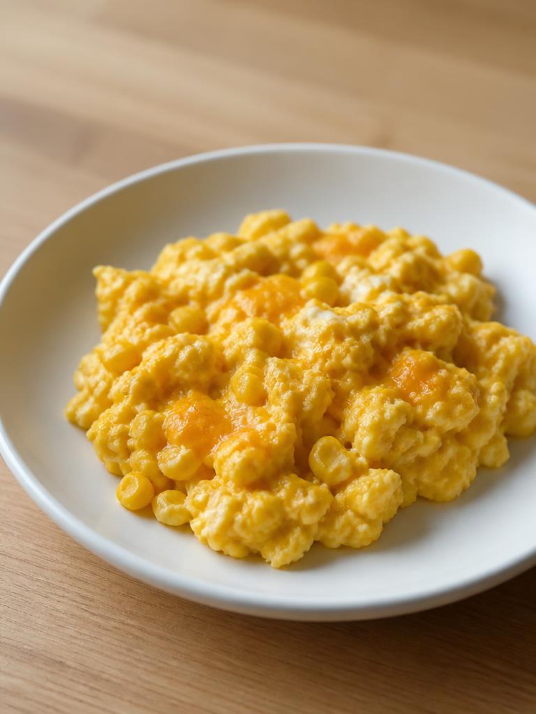 Œufs brouillés au maïs et au cheddar