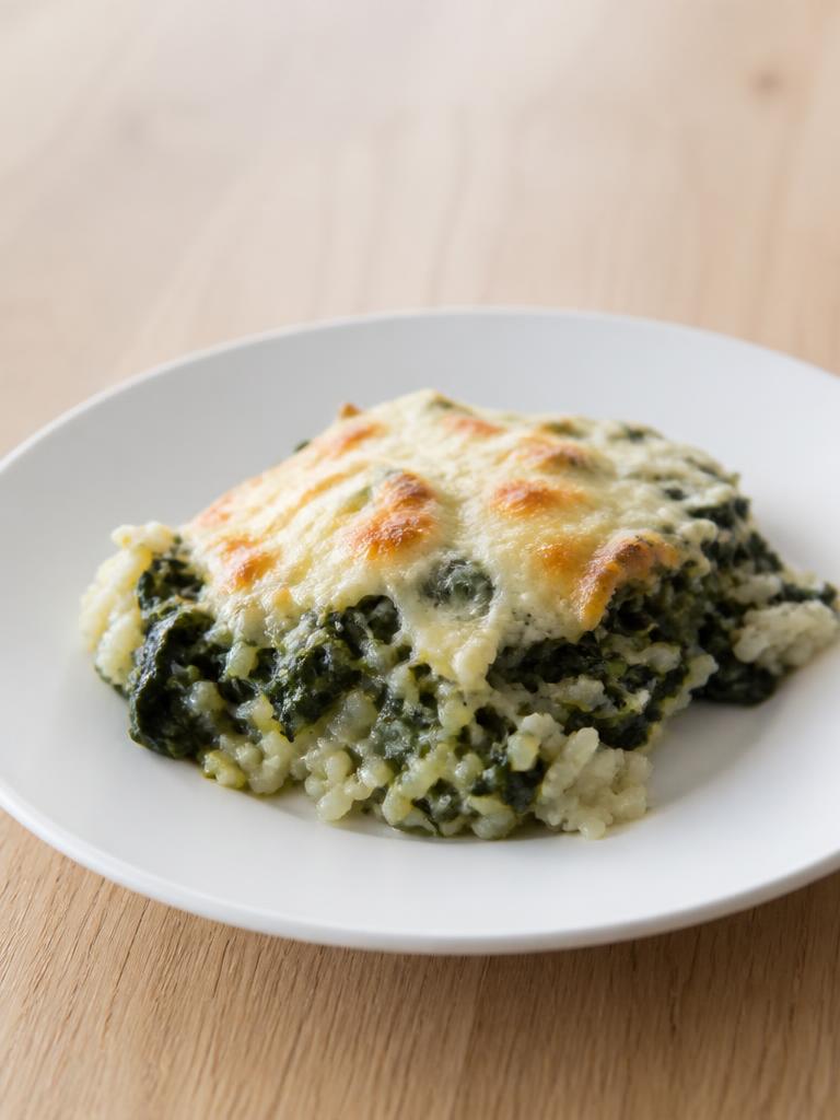 Gratin de riz aux épinards et à l'emmental