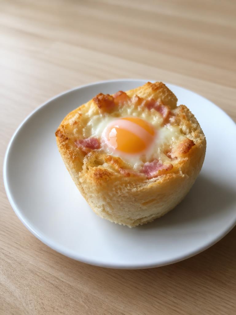 Mug salé au jambon, œuf et pain de mie