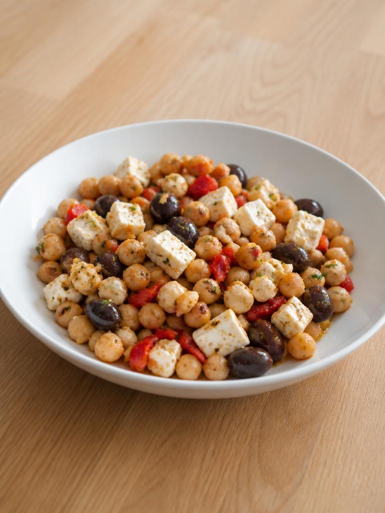 Poêlée de pois chiches, olives et feta