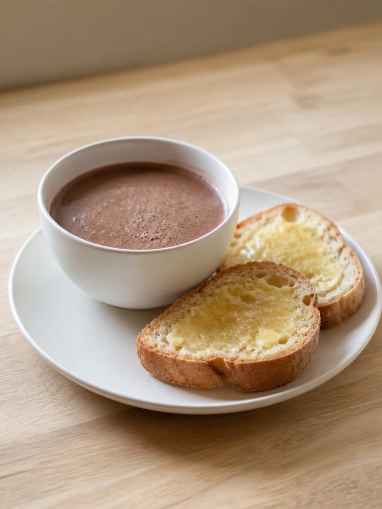 Chocolat chaud maison et tartines beurrées