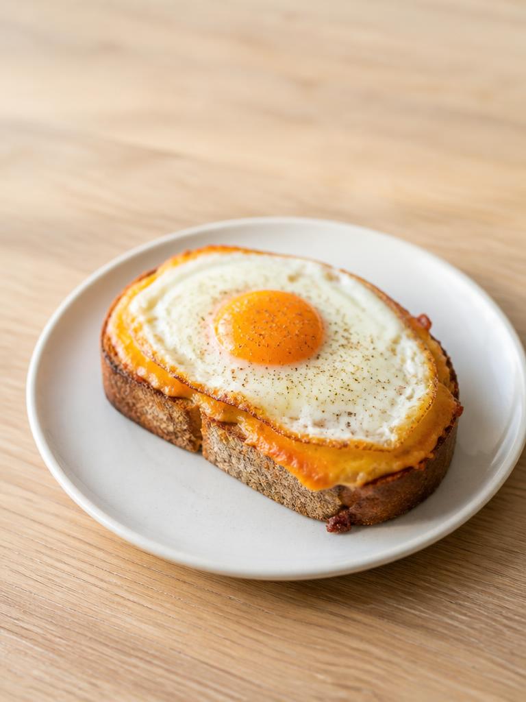 Tartine chaude au cheddar et à l'œuf