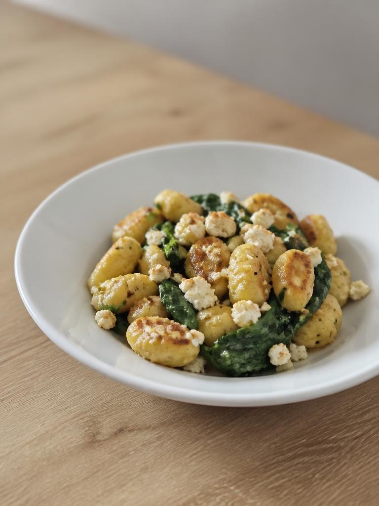Gnocchis poêlés au chèvre et aux épinards
