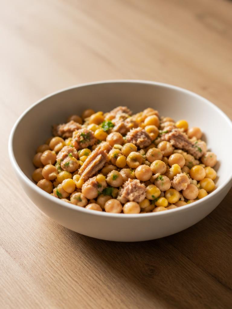 Bowl de pois chiches au thon et maïs