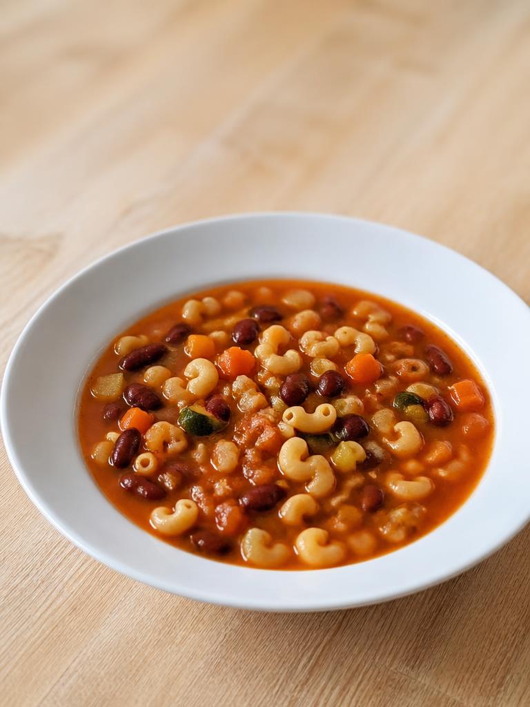Minestrone aux haricots rouges et coquillettes
