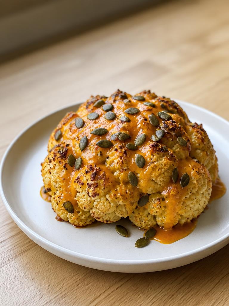 Chou-fleur rôti au cheddar et graines de courge