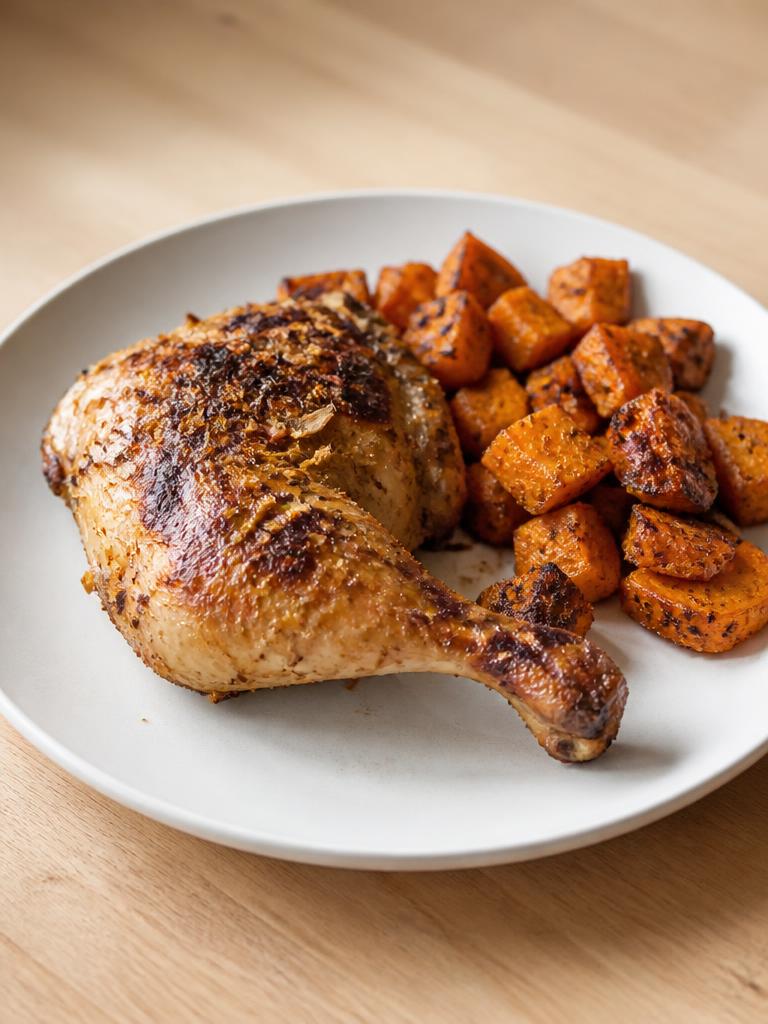 Poulet rôti à la coco et patate douce
