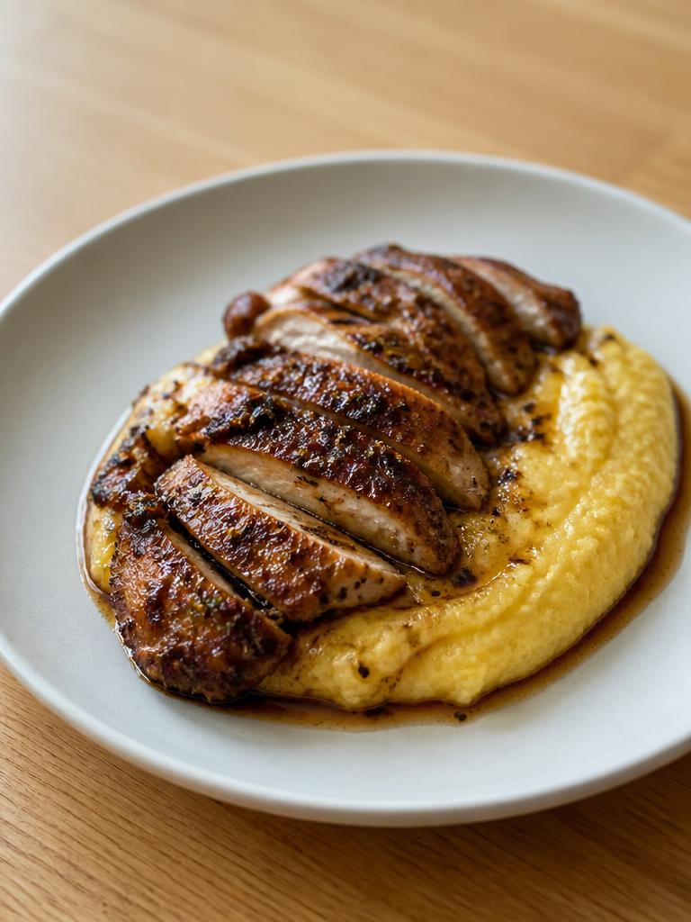 Poulet au balsamique et polenta crémeuse