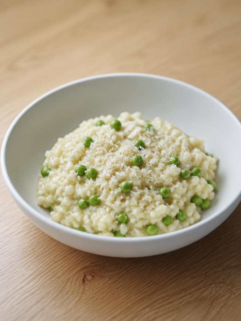 Riz crémeux au parmesan et petits pois