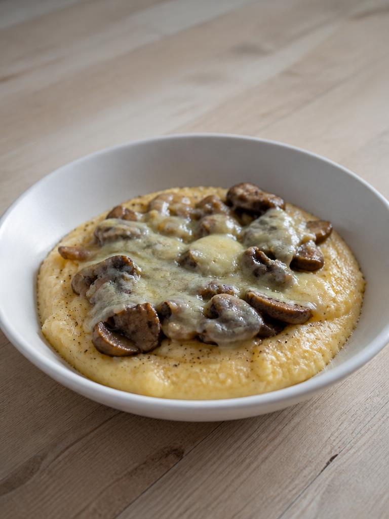 Polenta crémeuse au comté et aux champignons