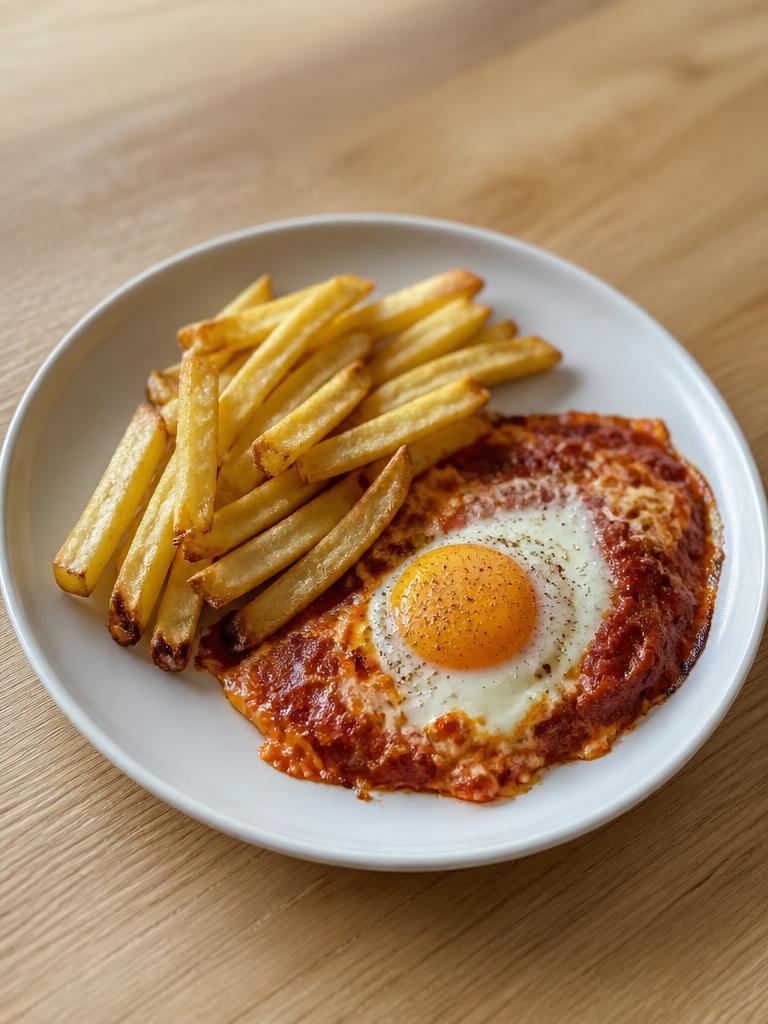 Œufs au four et frites
