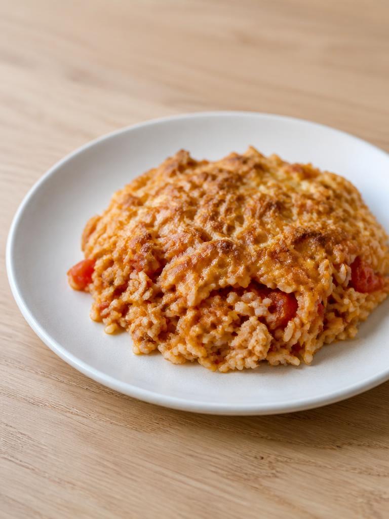 Riz gratiné au thon et à la tomate