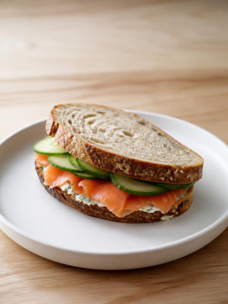 Sandwich au saumon fumé et concombre