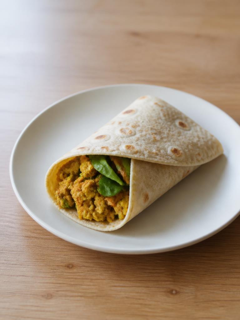 Wrap aux pois chiches écrasés et curry
