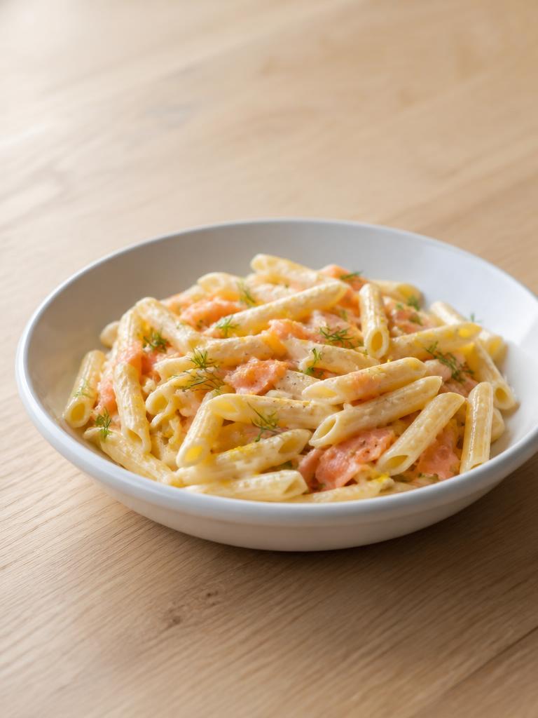 Penne au saumon fumé et citron