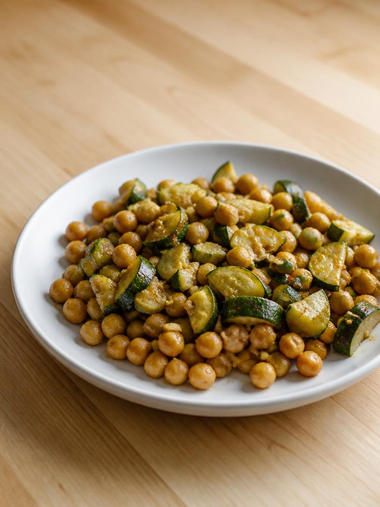 Pois chiches poêlés aux courgettes et cumin