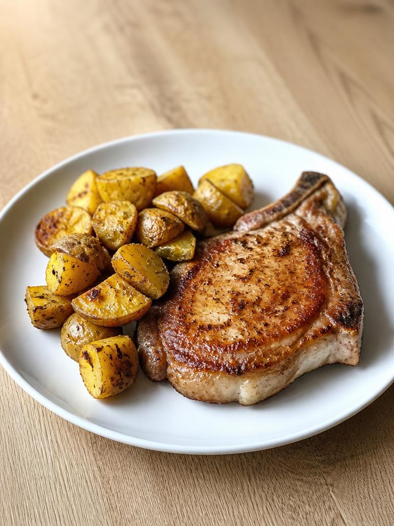 Côtes de porc et pommes de terre au thym