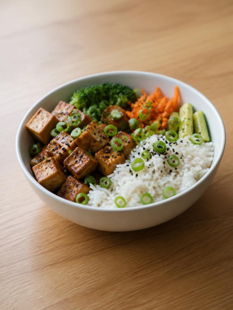 Bowl de riz basmati au tofu fumé