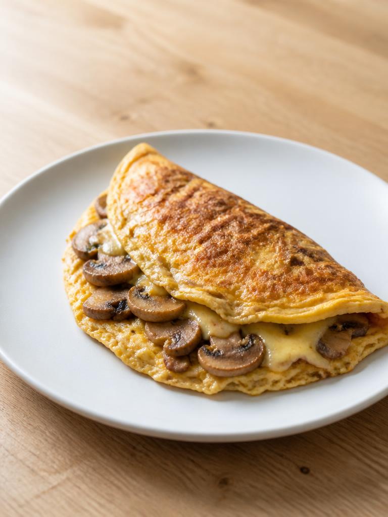 Omelette au bol aux champignons et comté