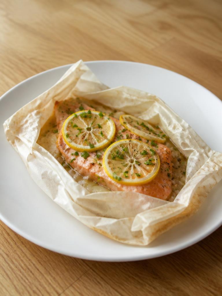 Papillote de saumon au citron et à la ciboulette