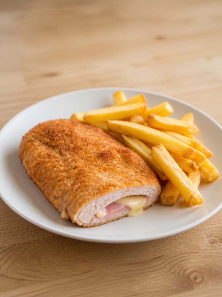 Cordon-bleu de dinde et frites