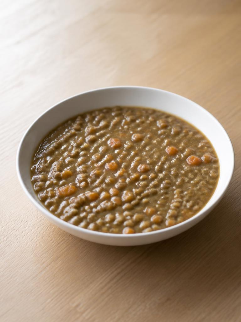 Soupe épaisse de lentilles vertes et carottes