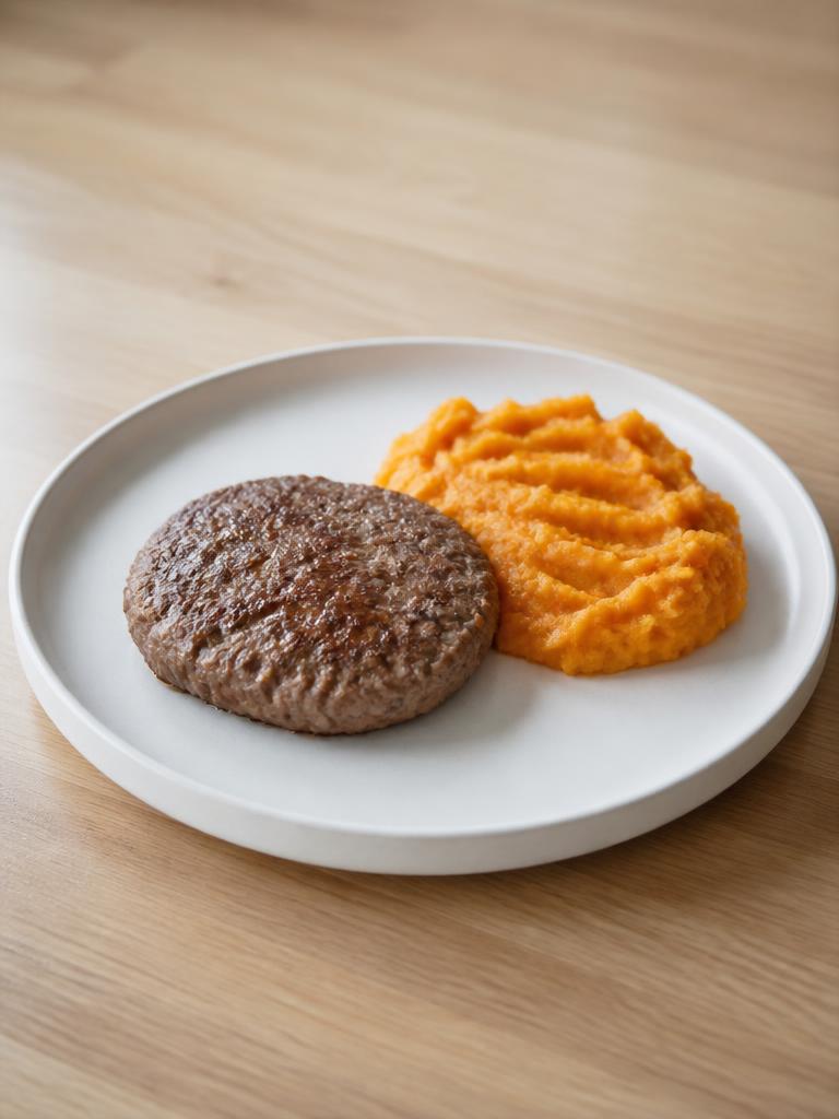 Steak haché 5% et écrasé de patate douce
