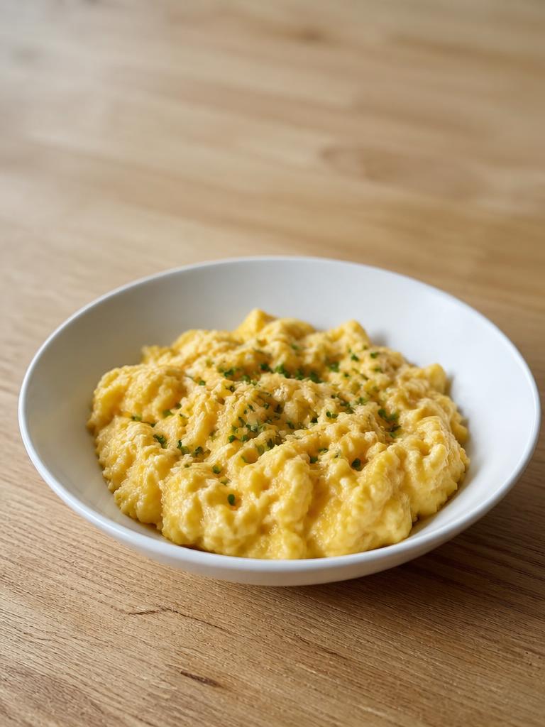 Œufs brouillés au bol au comté et ciboulette
