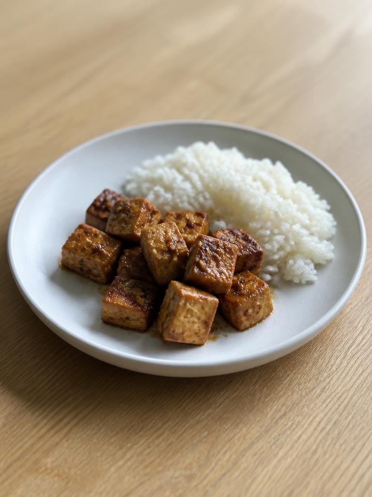 Tofu grillé au soja et riz nature